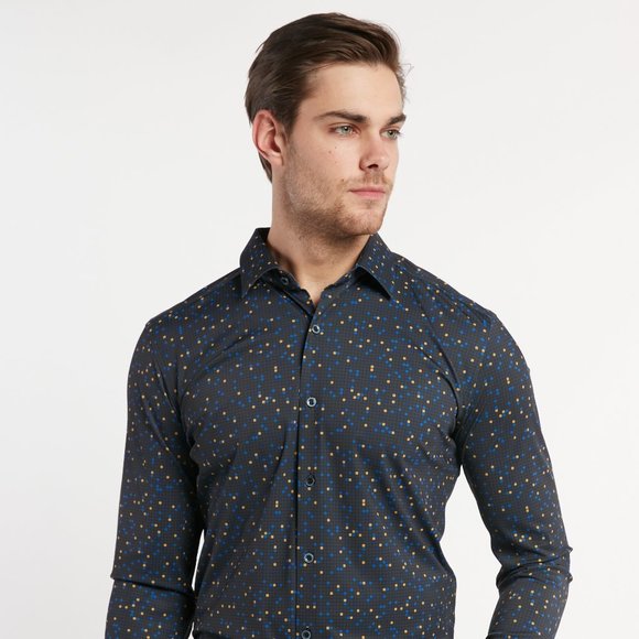 BARRETT "Byte" Print Button-up Stretch Shirt - Picture 4 of 6